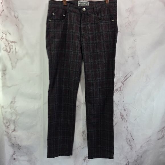 Paisley & Gray Pants Mens 30 X 32 Black Red Plaid Slim Straight Leg Business - Picture 6 of 12